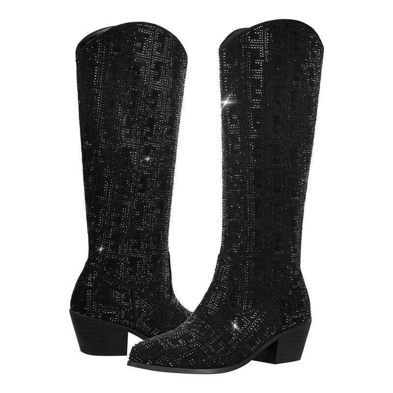 Black Rhinestone Cowboy Boots