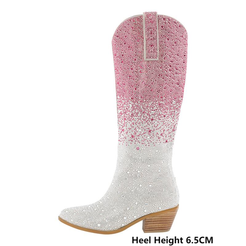 Gradient Colour Rhinestone Cowboy Boots