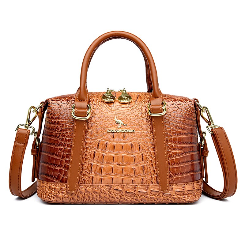 Multi-Tonal Crocodile Pattern Crossbody Handbag