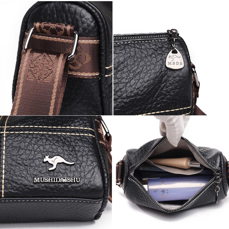 Genuine Soft Leather Oval Handbag