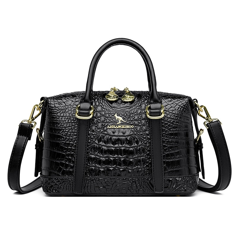 Multi-Tonal Crocodile Pattern Crossbody Handbag