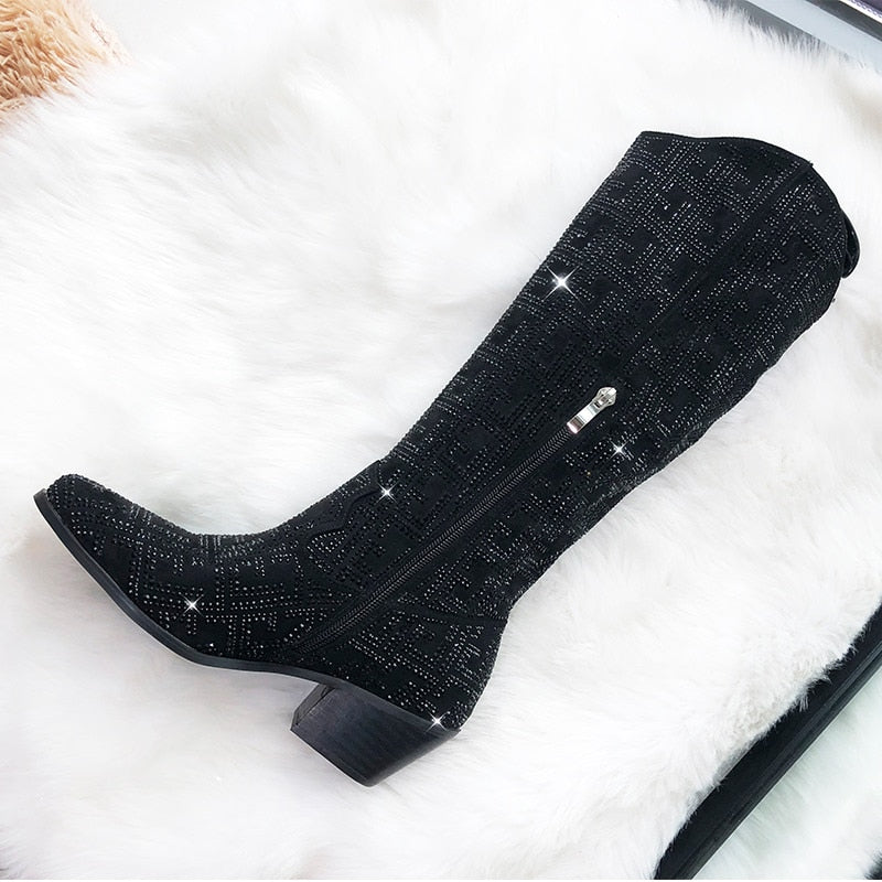 Black Rhinestone Cowboy Boots