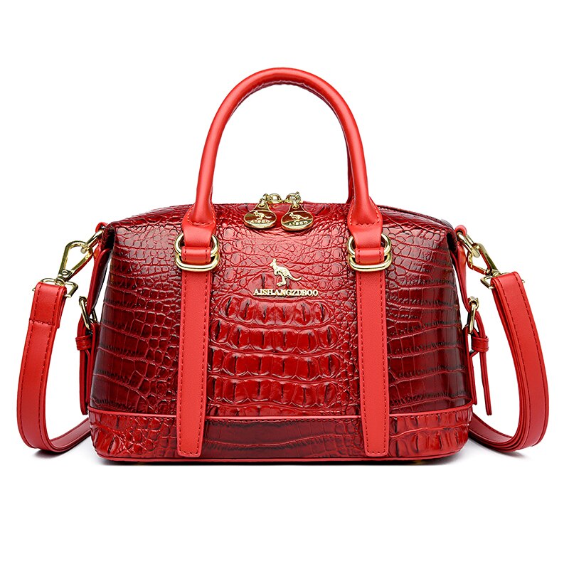 Multi-Tonal Crocodile Pattern Crossbody Handbag