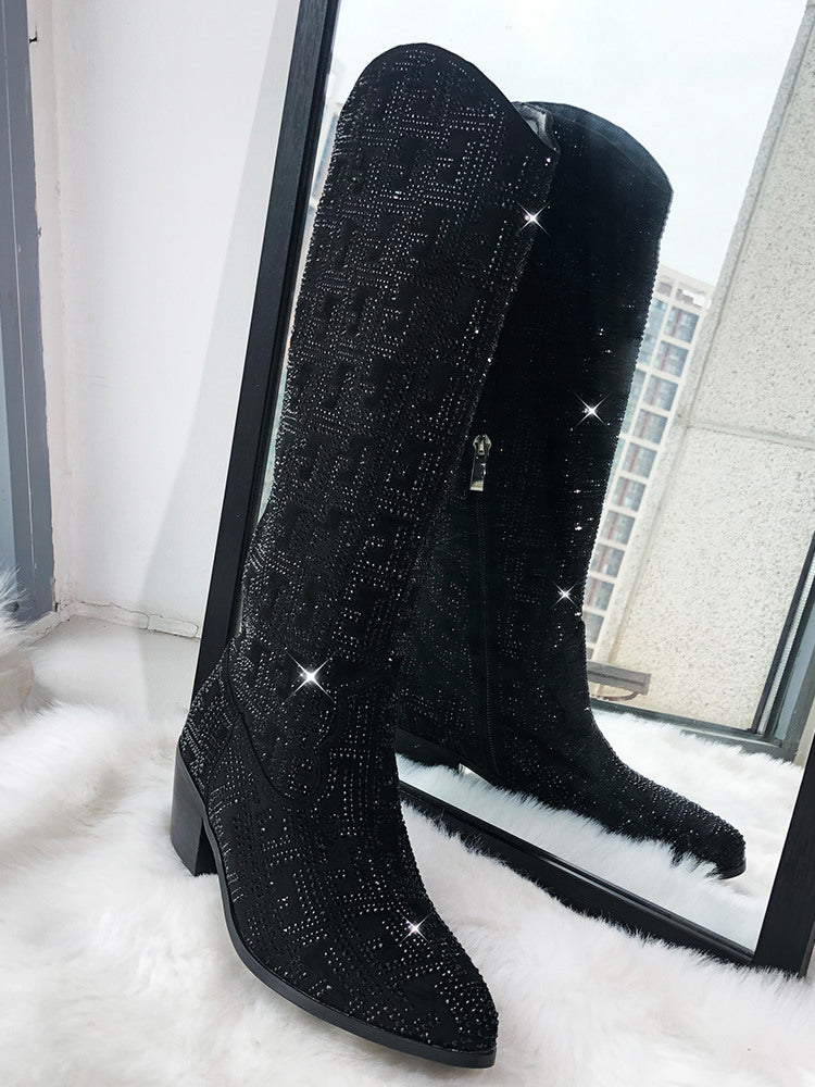 Black Rhinestone Cowboy Boots