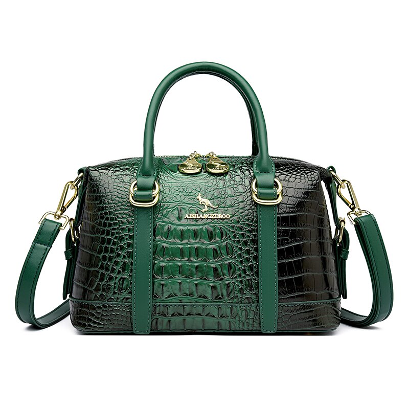 Multi-Tonal Crocodile Pattern Crossbody Handbag