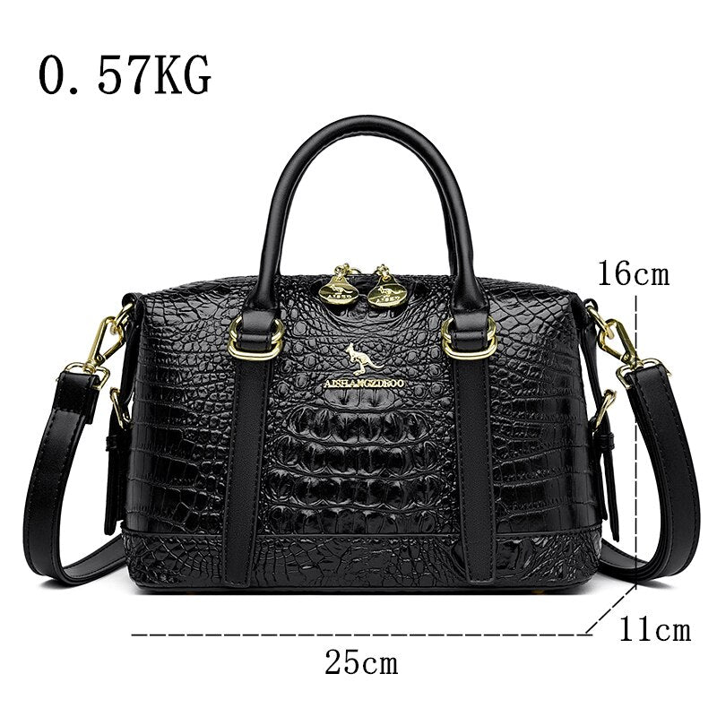 Multi-Tonal Crocodile Pattern Crossbody Handbag