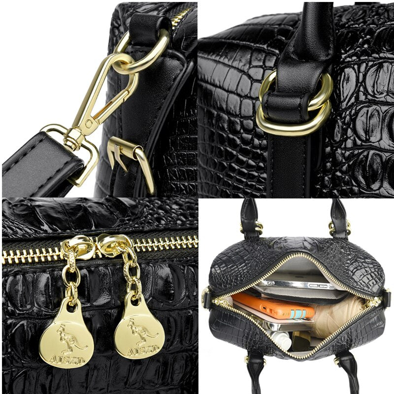 Multi-Tonal Crocodile Pattern Crossbody Handbag