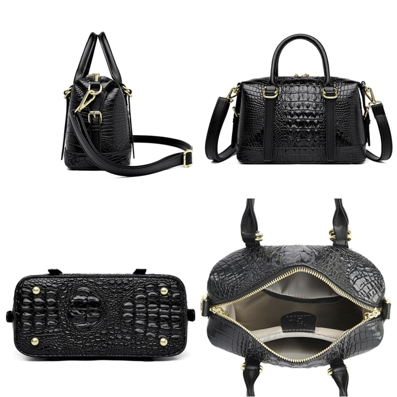 Multi-Tonal Crocodile Pattern Crossbody Handbag