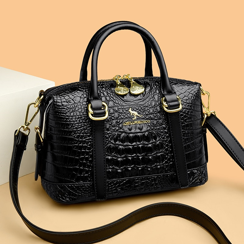 Multi-Tonal Crocodile Pattern Crossbody Handbag