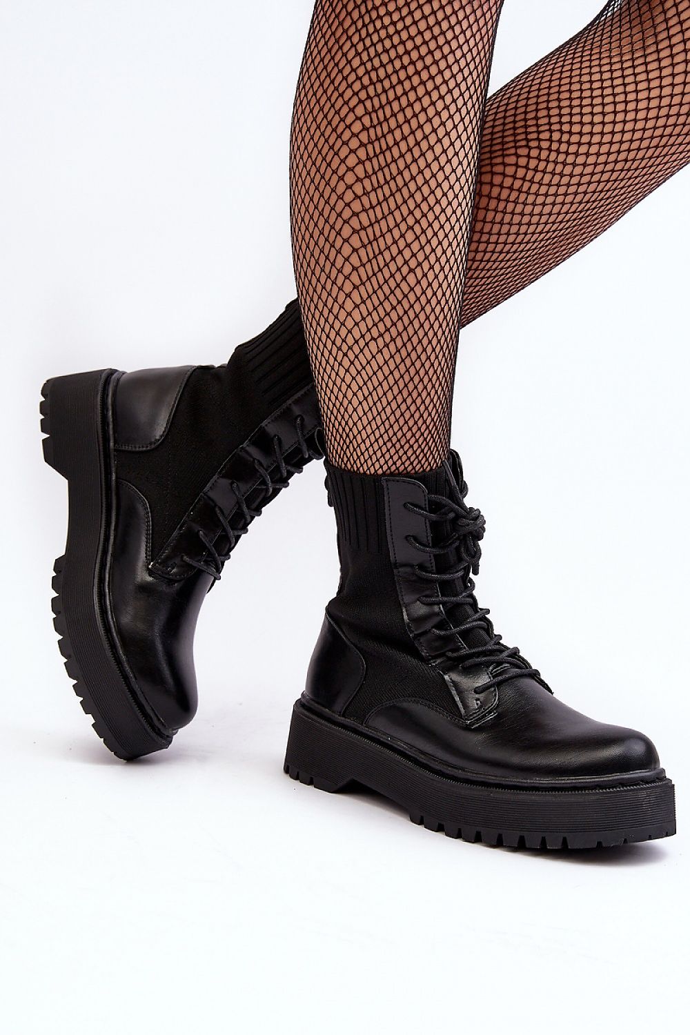 “Urban Edge Lace-Up Boots in Black, alternate side view”