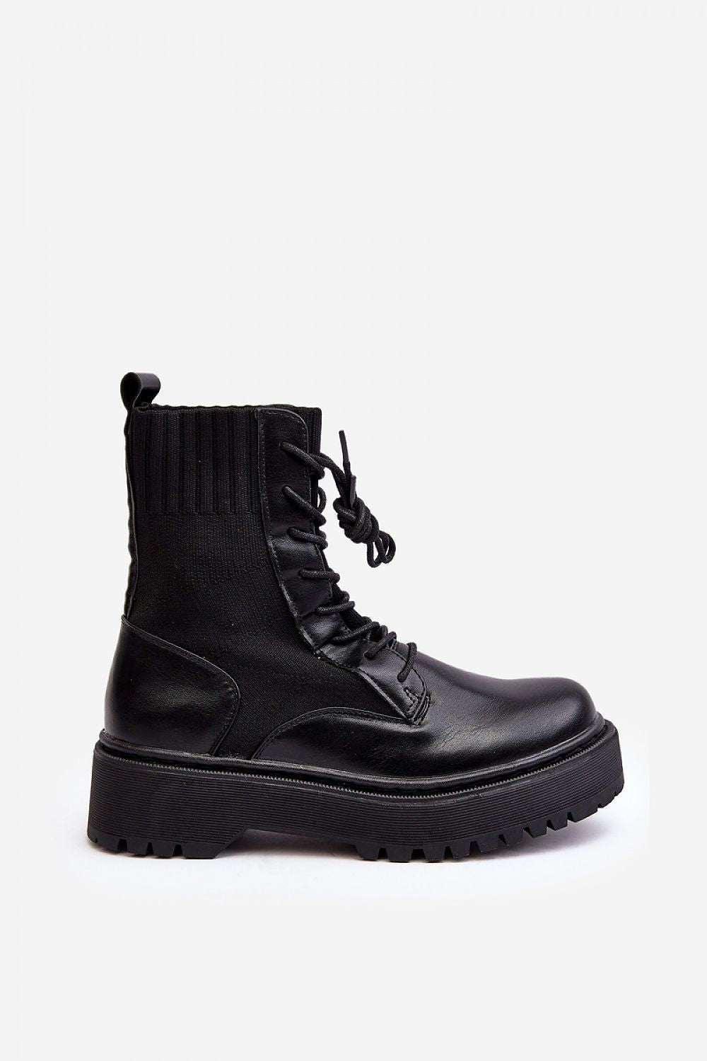 “Urban Edge Lace-Up Boots in Black, standalone product”