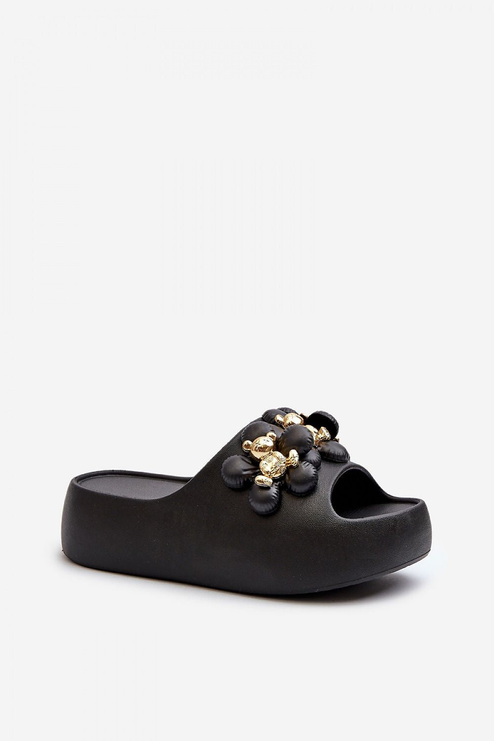 Sunny Step Foam Slides in Black – Standalone View