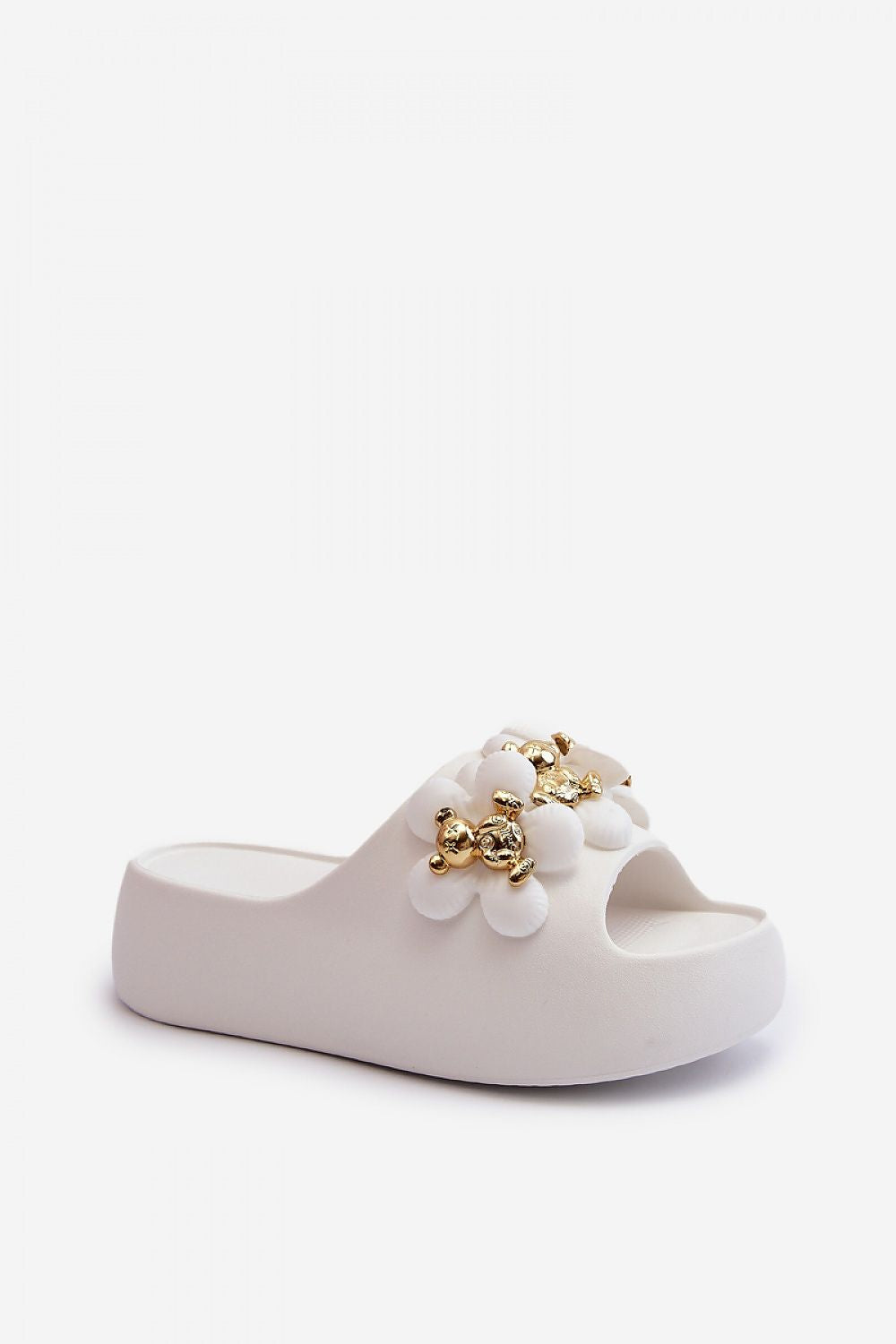 Sunny Step Foam Slides in White – Standalone View