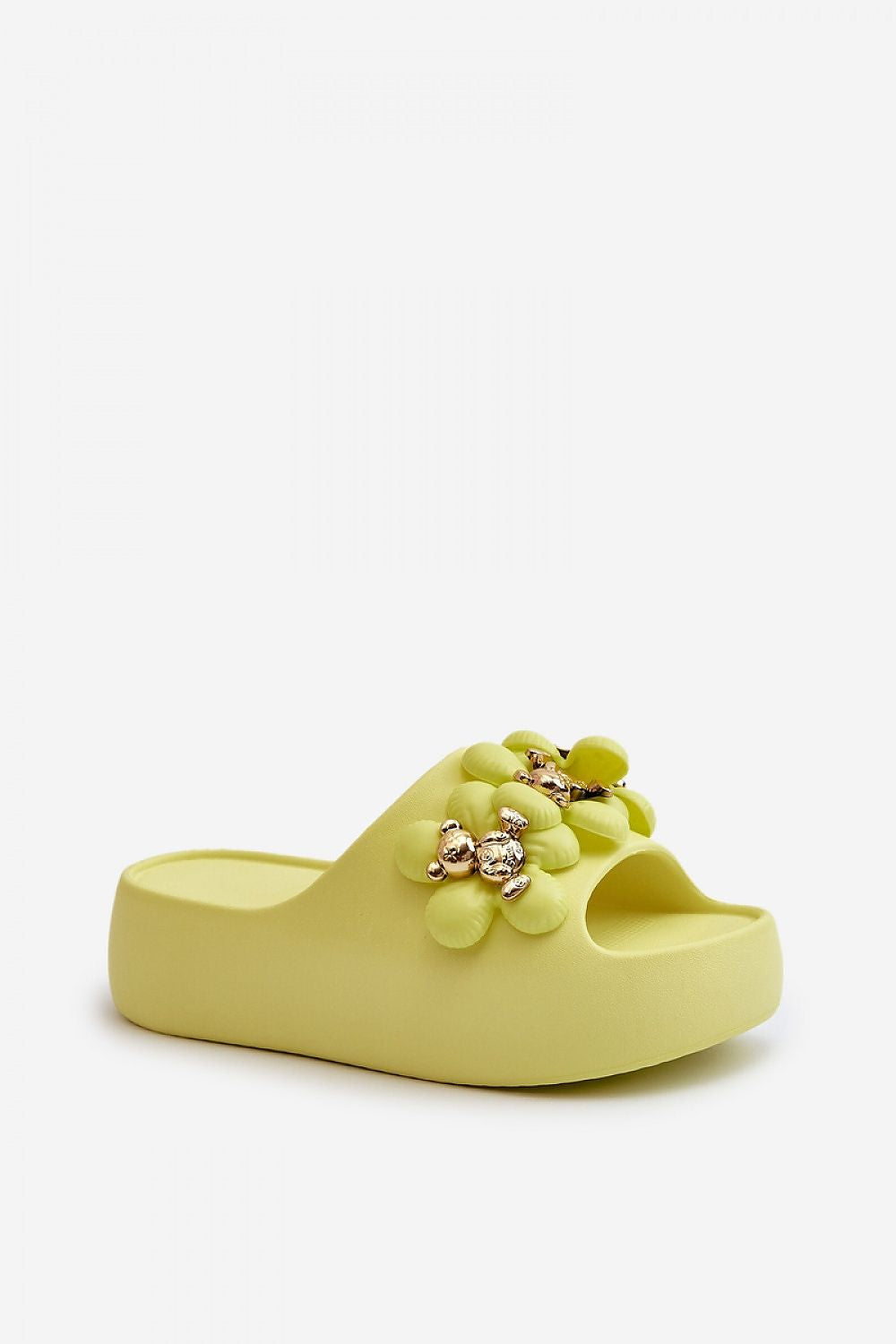 Sunny Step Foam Slides in Green – Standalone View