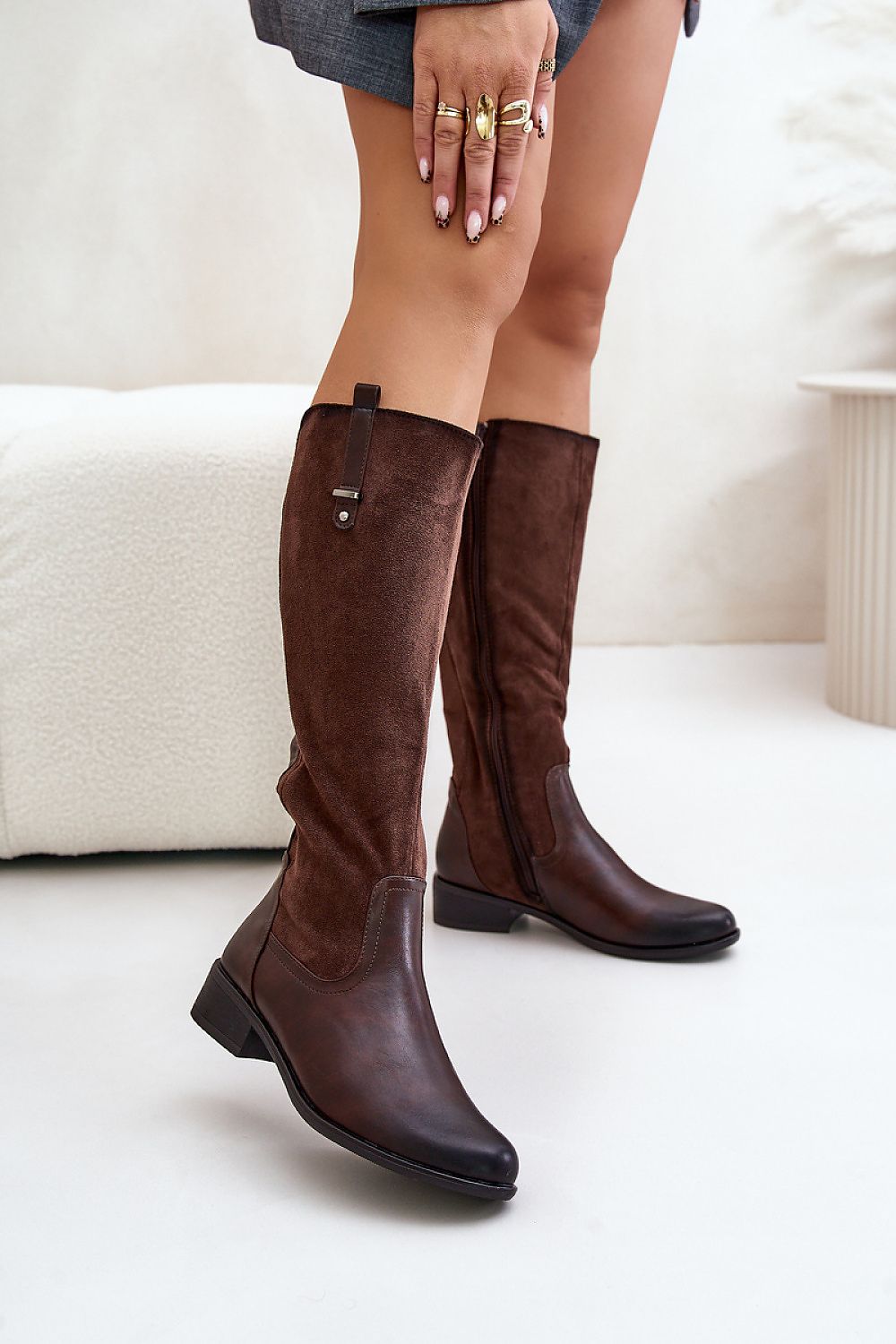 “High Jezzi Boots in Brown, alternate side view”