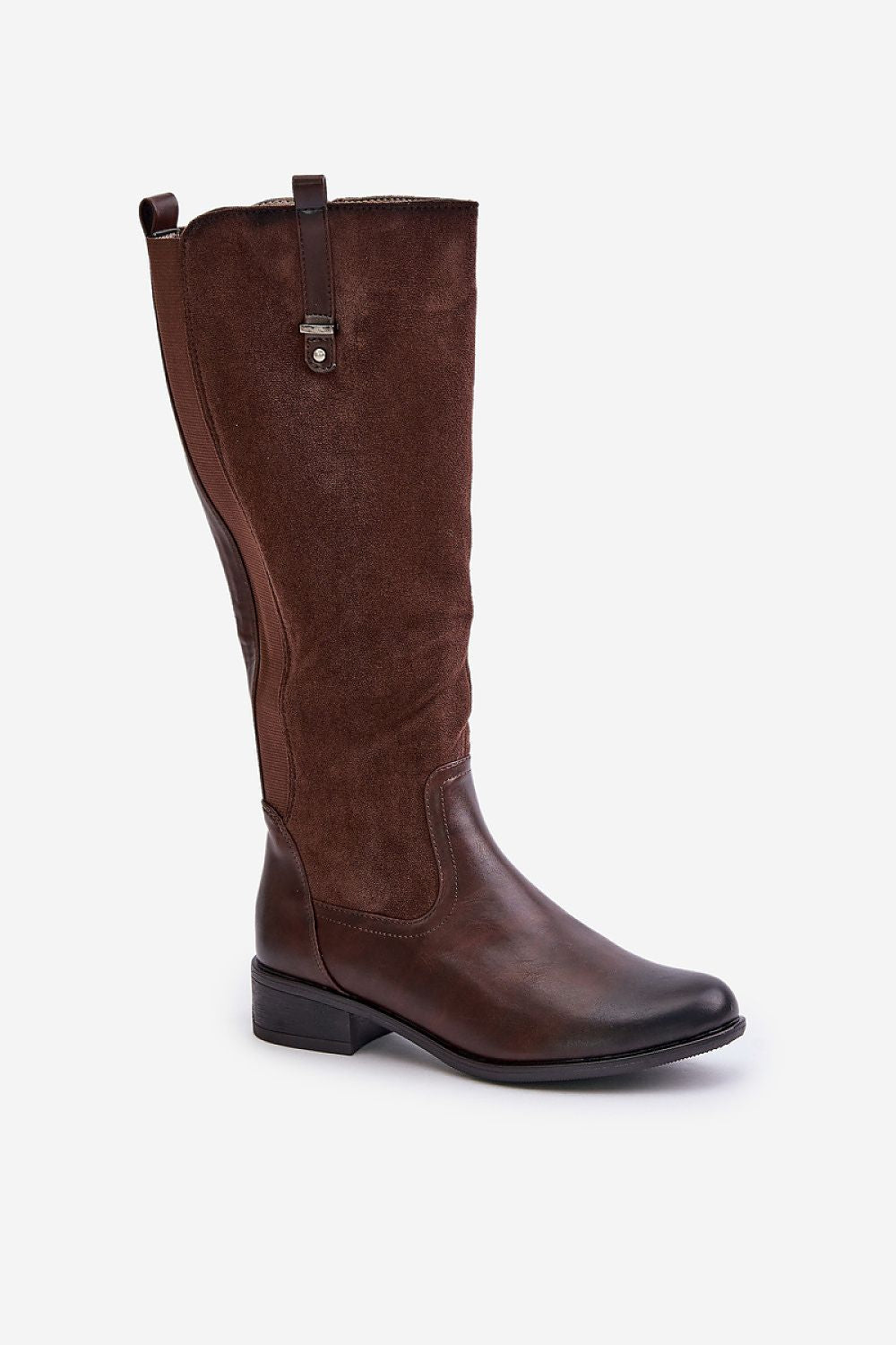 “High Jezzi Boots in Brown, single boot display”