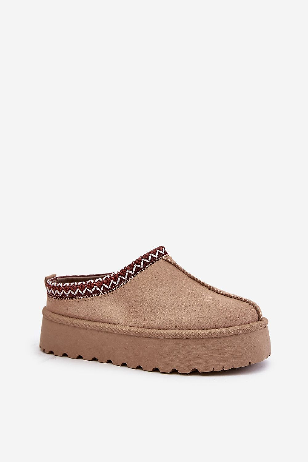 “Arctic Charm Suede Snow Boots in Beige, single boot display”