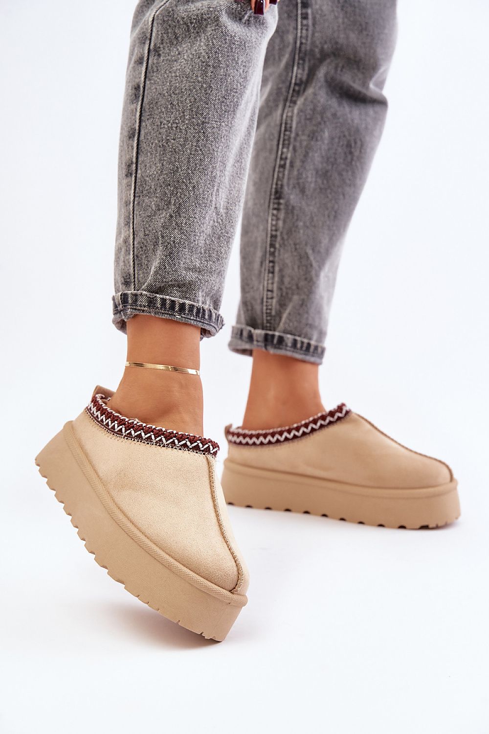“Arctic Charm Suede Snow Boots in Beige-2, alternate side view”