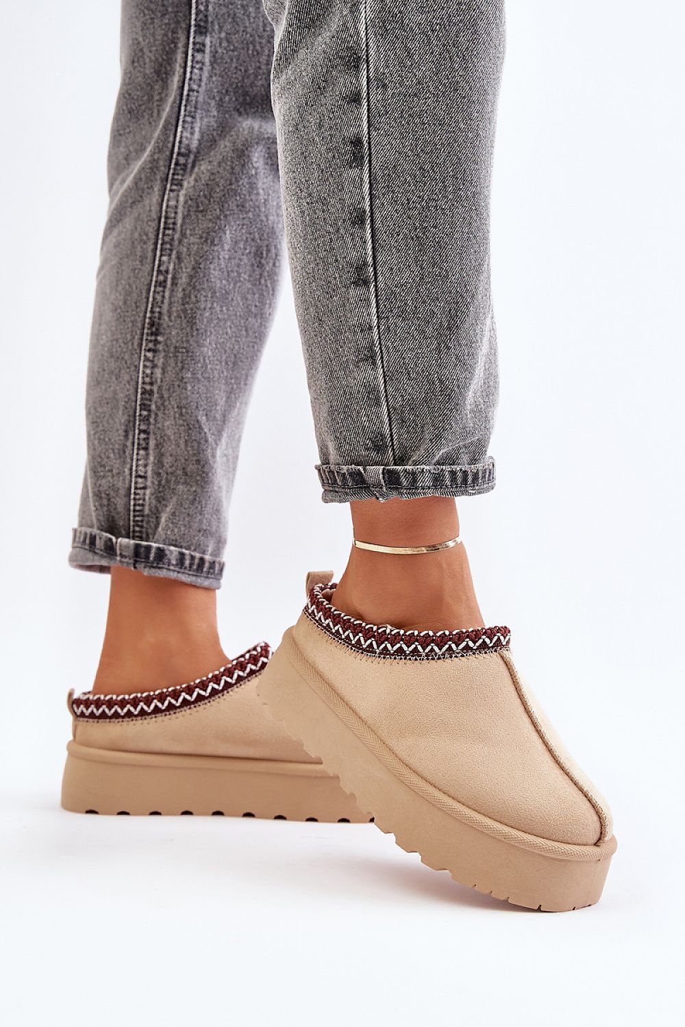 “Arctic Charm Suede Snow Boots in Beige-2, side view”