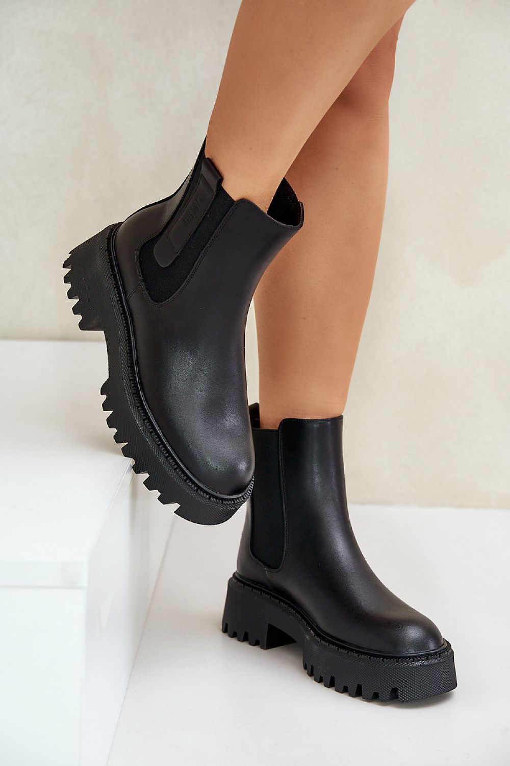 Big Star Genuine Leather Slip-On Boots in Black – Front View 2