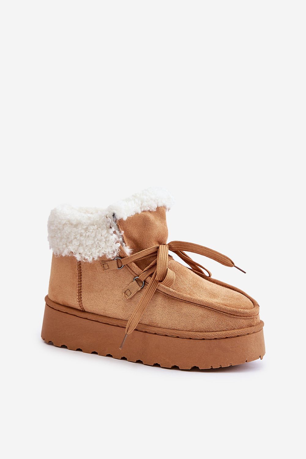 Alpine Glow Faux Suede Snow Boots in Brown – Standalone View