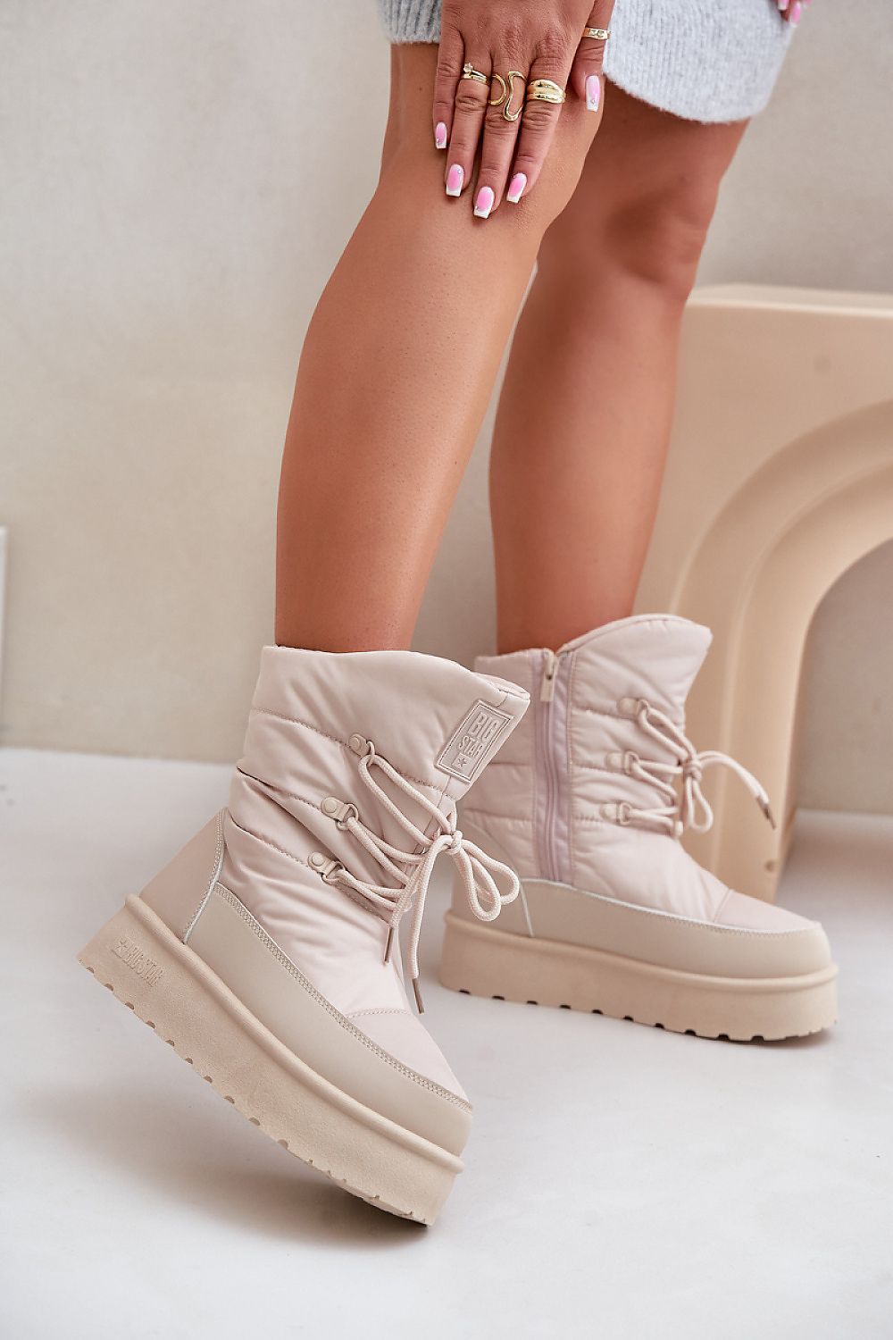 Big Star Snow Boot in Beige – Front View 1
