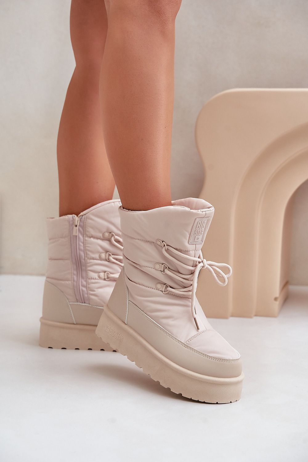 Big Star Snow Boot in Beige – Front View 2