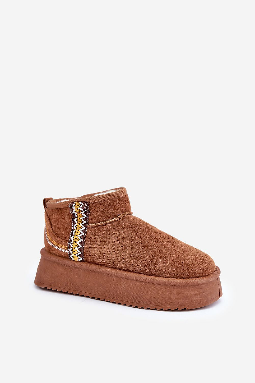 Aztec Warm Platform Snow Boots in Brown – Standalone View