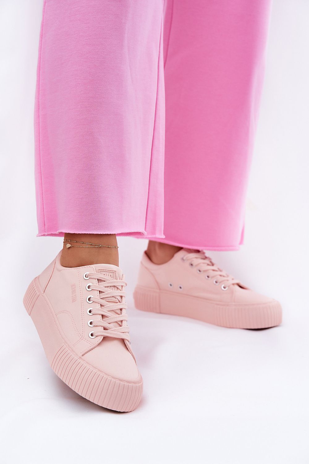 Pink Big Star Textile Sneakers – Front View 2