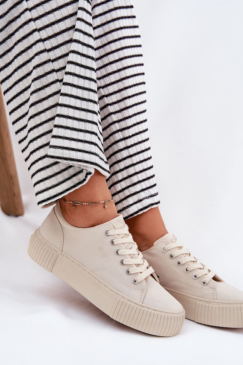 Beige Big Star Textile Sneakers – Front View 1