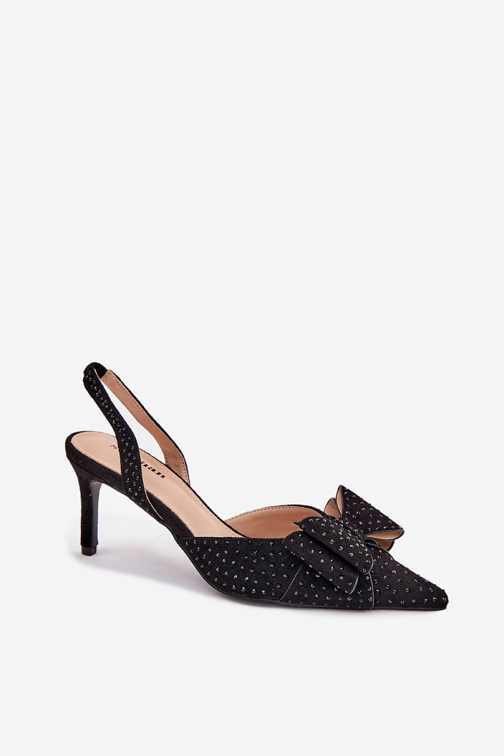 Black Charm Bow Slingback Heels – Standalone View