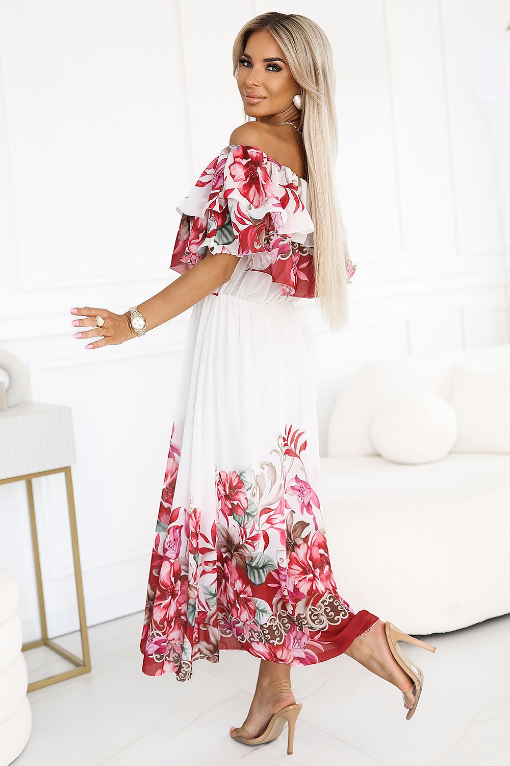 Flora Flare Off-Shoulder Maxi Dress – Back View