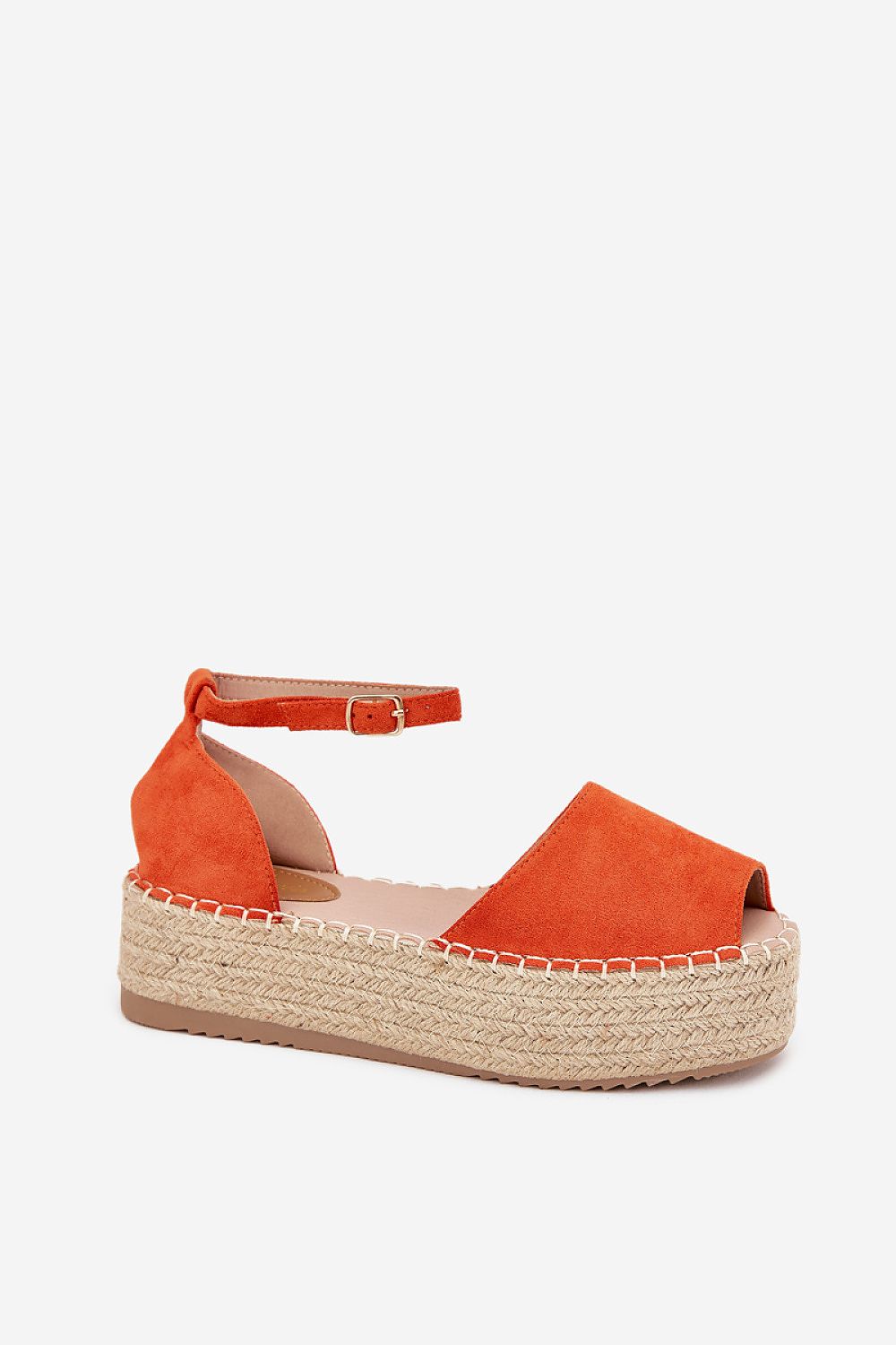 “Espadrille-Style Sandals in Orange, side standalone view”