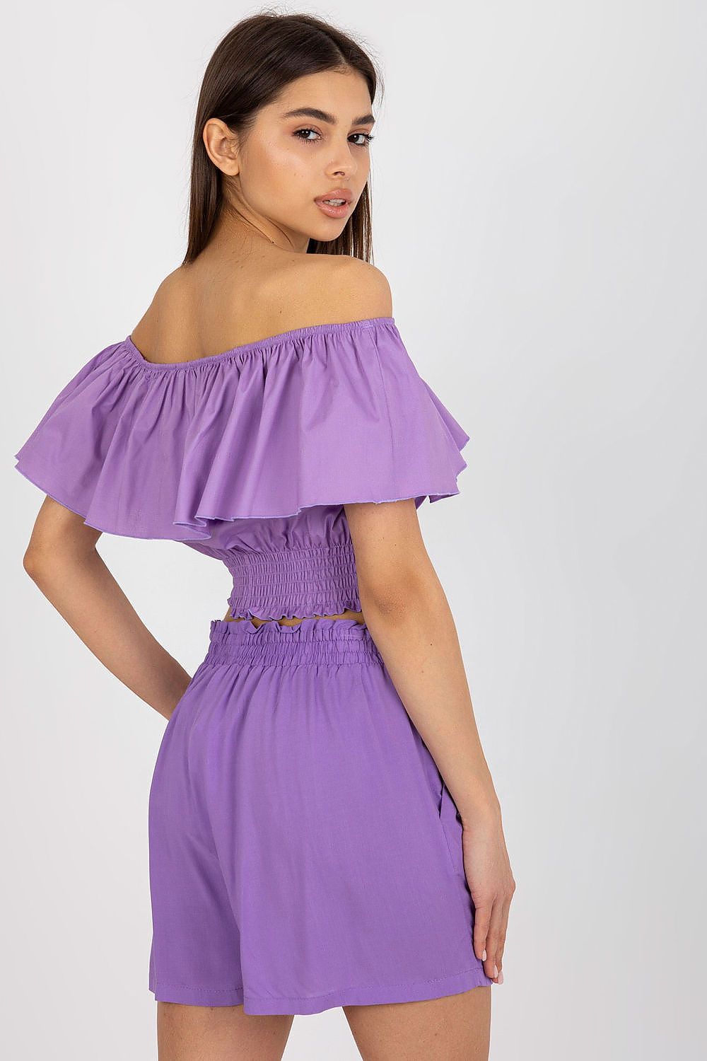 “Boho Breeze Off-Shoulder Top in Violet, back view”