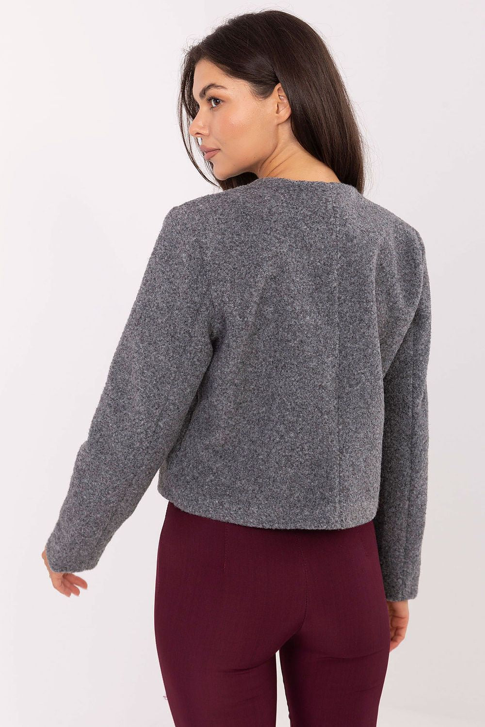 Elegant women’s short jacket with button fastening – back view