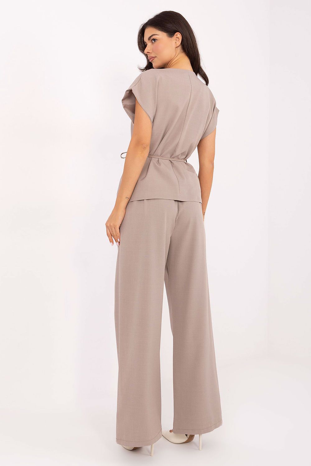 Back view of Amara set showing smooth texture, wide-leg cut, and comfortable fit.