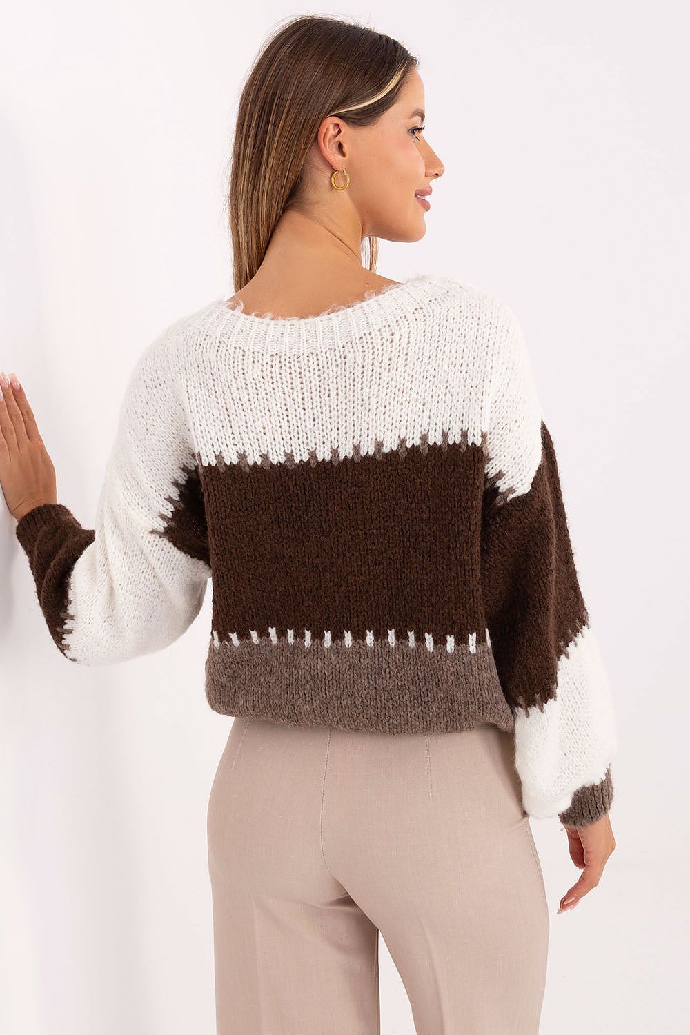 Close-up of soft wool blend striped pattern
