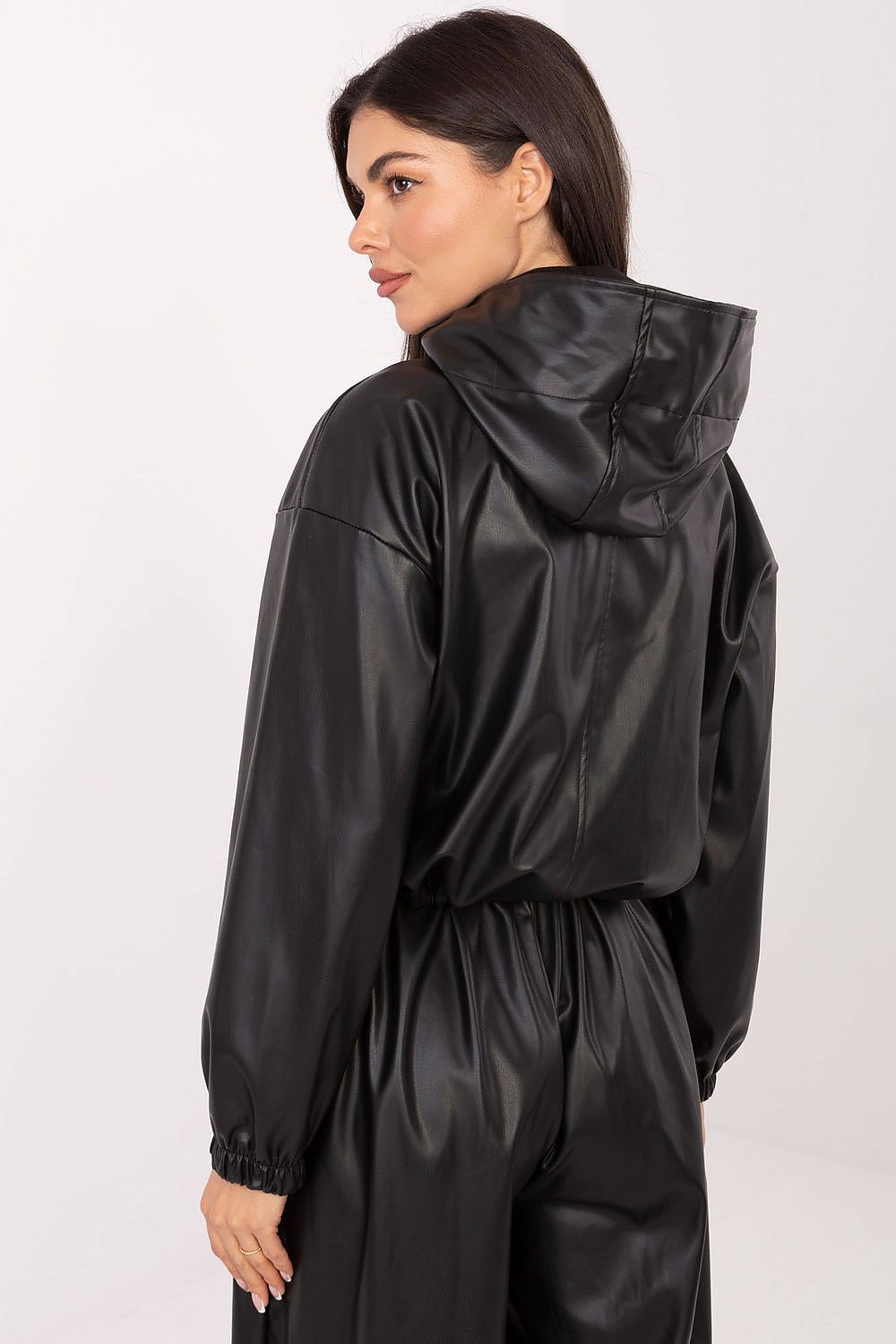 Insulated eco-leather jacket perfect for transitional seasons in black
