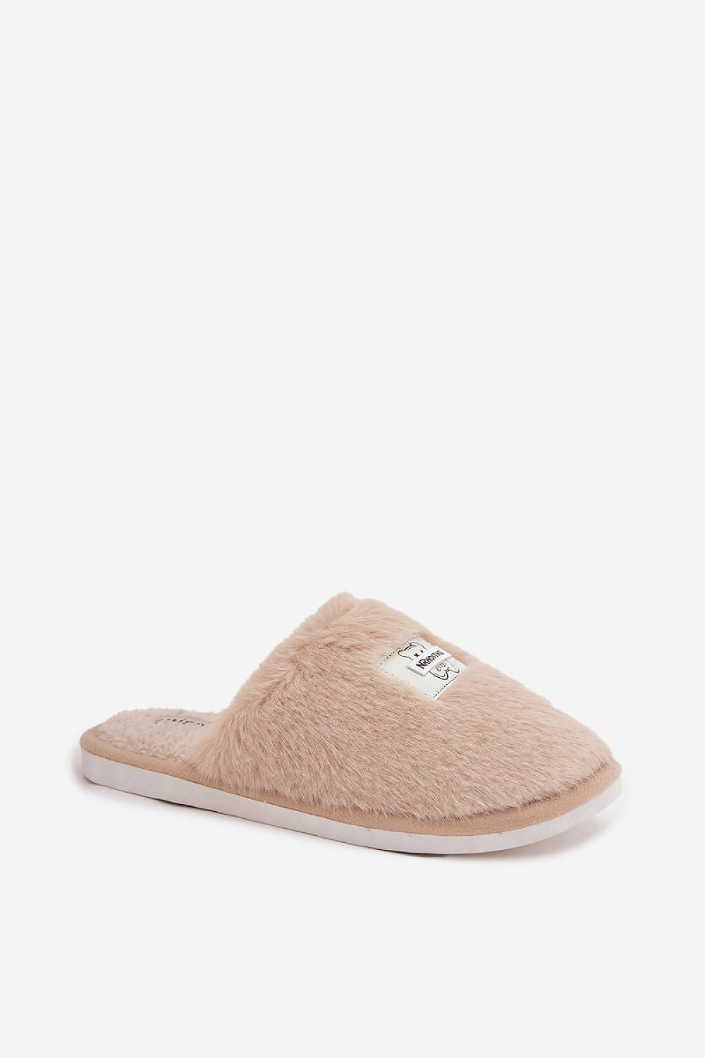Beige slipper on a white background