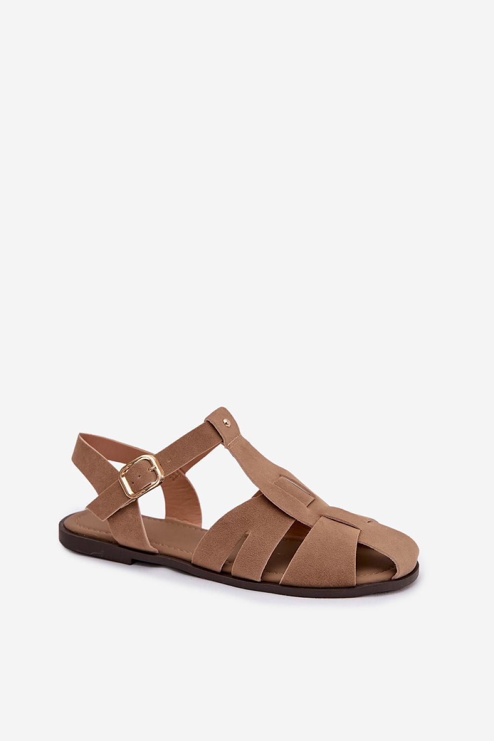 Tan sandal on a white background