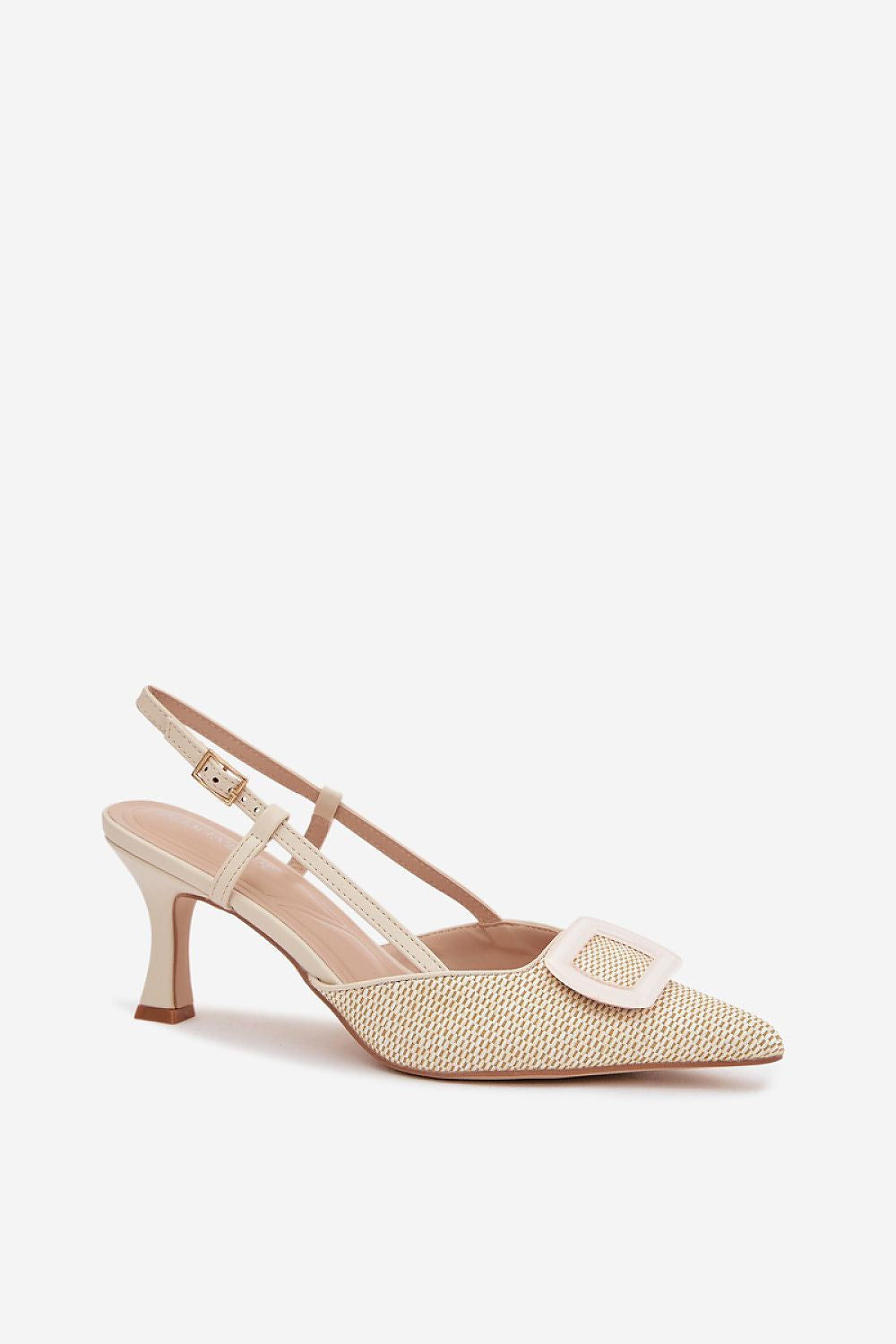 Yellow pointed toe heel sandals statement summer style-beige=2