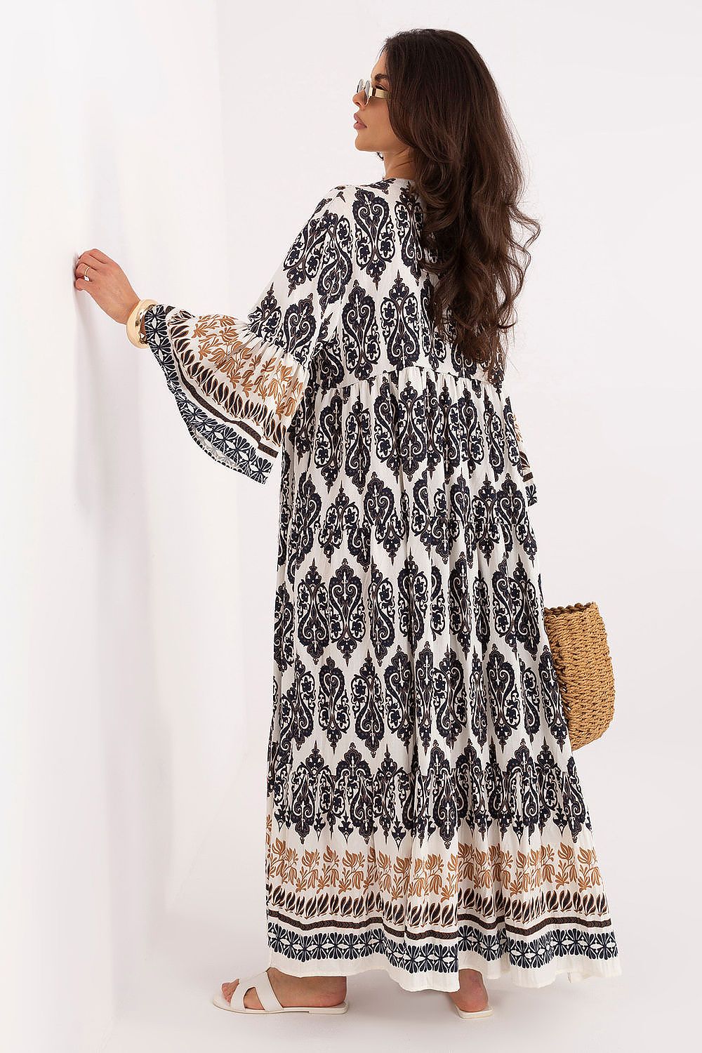 Blue summer bohemian dress with relaxed fit and elegant movement-2