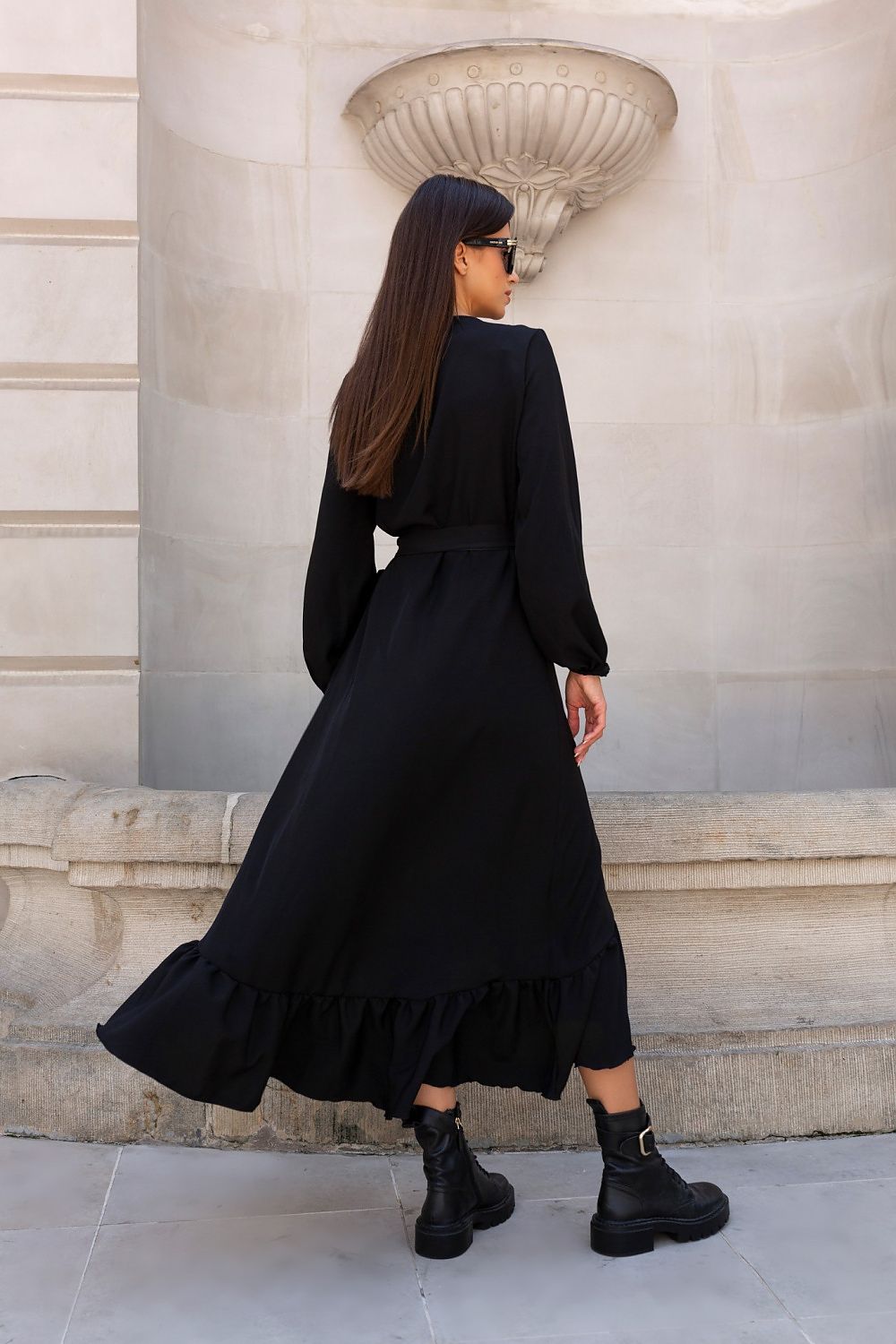 Fiorenza Elegance Stretch Dress in Black for Women-rear-view
