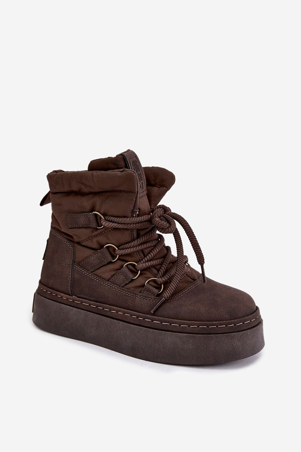 Women's brown Big Star platform snow boots with fur lining and lacing