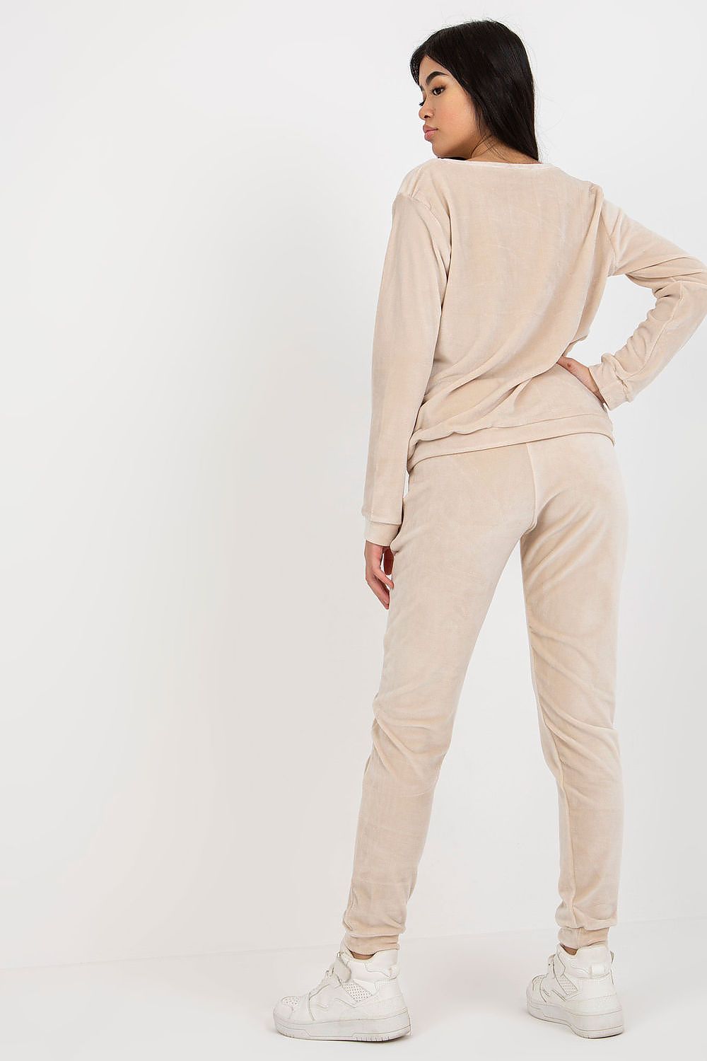 “Beige Velour Lounge Luxe Set, standalone image”
