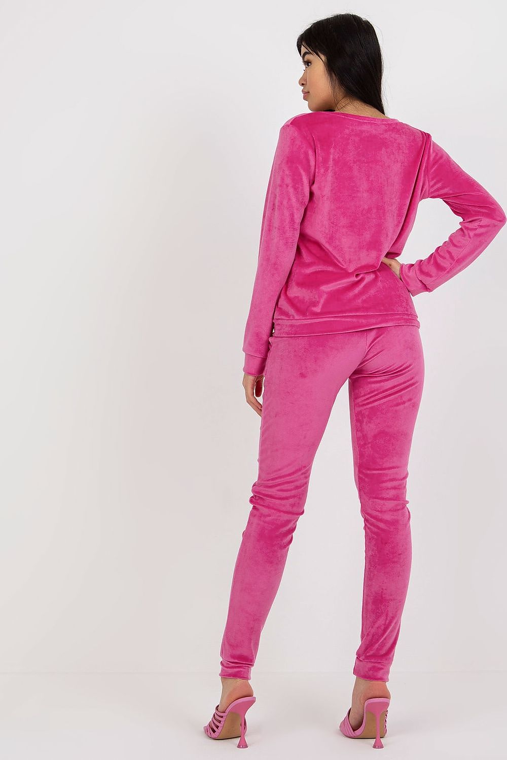 “Pink Velour Lounge Luxe Set, back view”