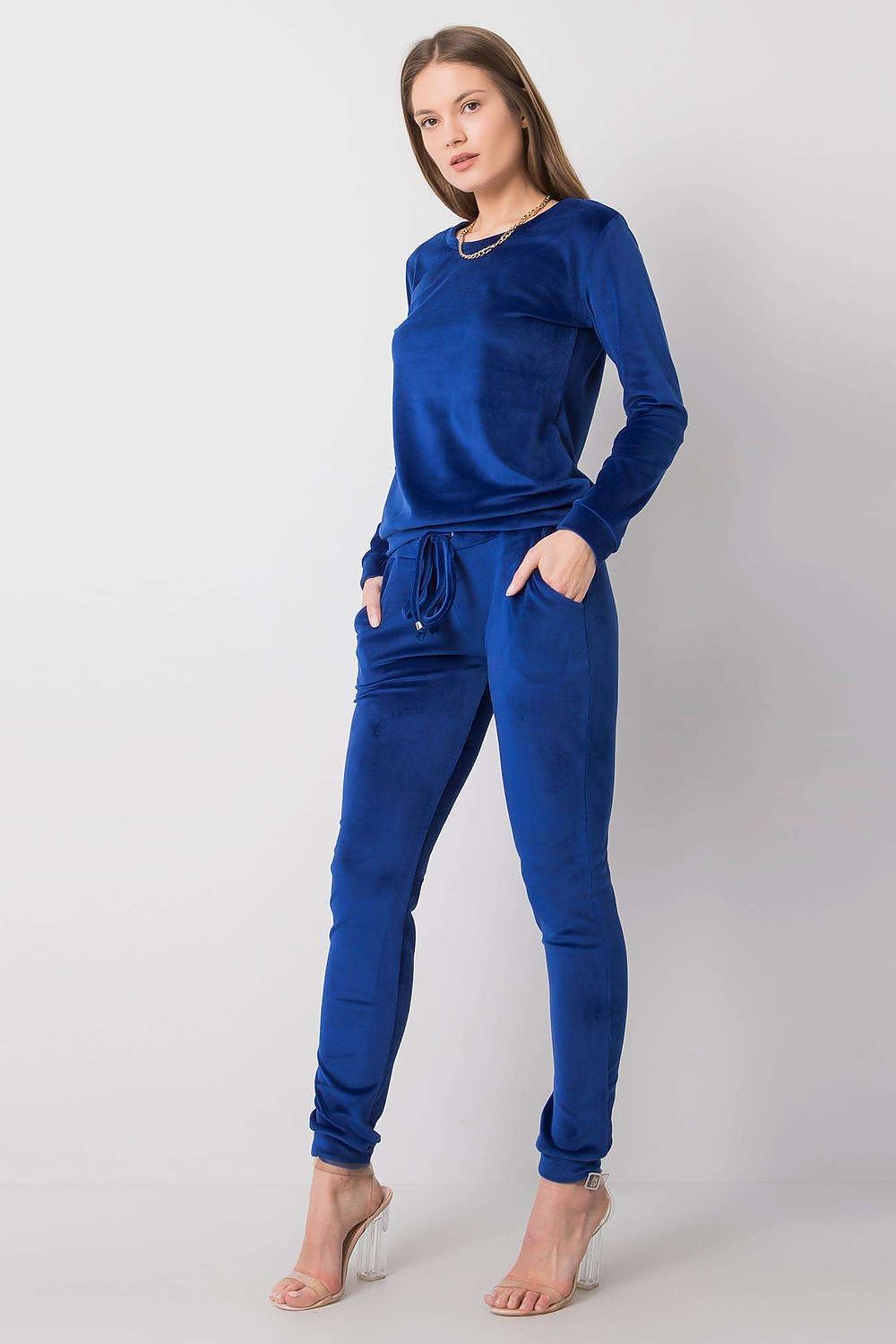 “Blue Velour Lounge Luxe Set, front angled view”
