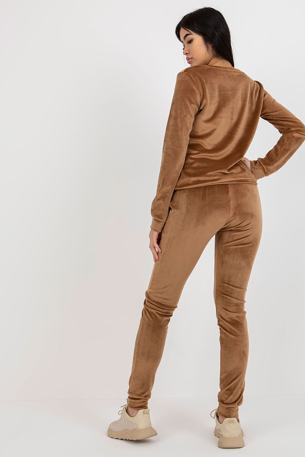 “Brown Velour Lounge Luxe Set, back view”
