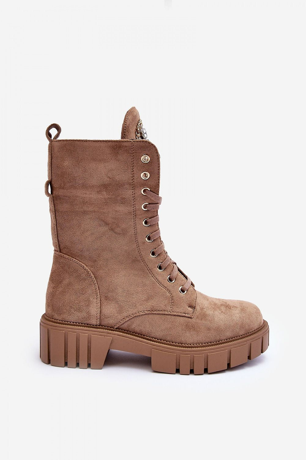 “Glam Step Eco-Suede Boots in Beige, standalone product image”