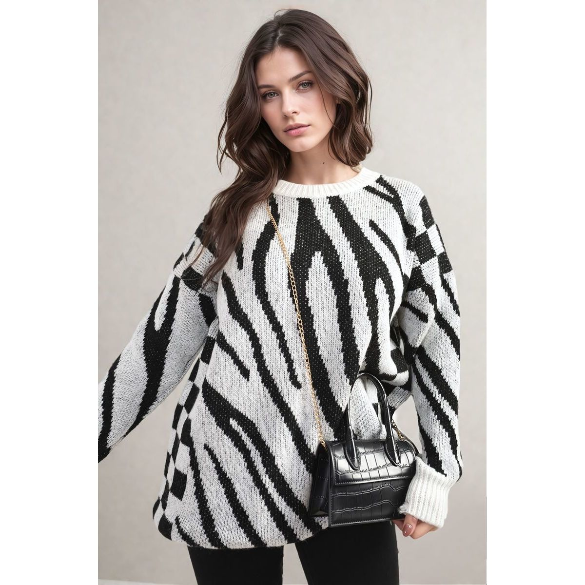 Zebra Stripe Knitted Jumper